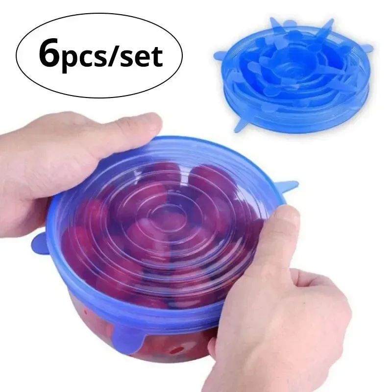 Sechs dehnbare Silikondeckel in verschiedenen Größen – Bild 2